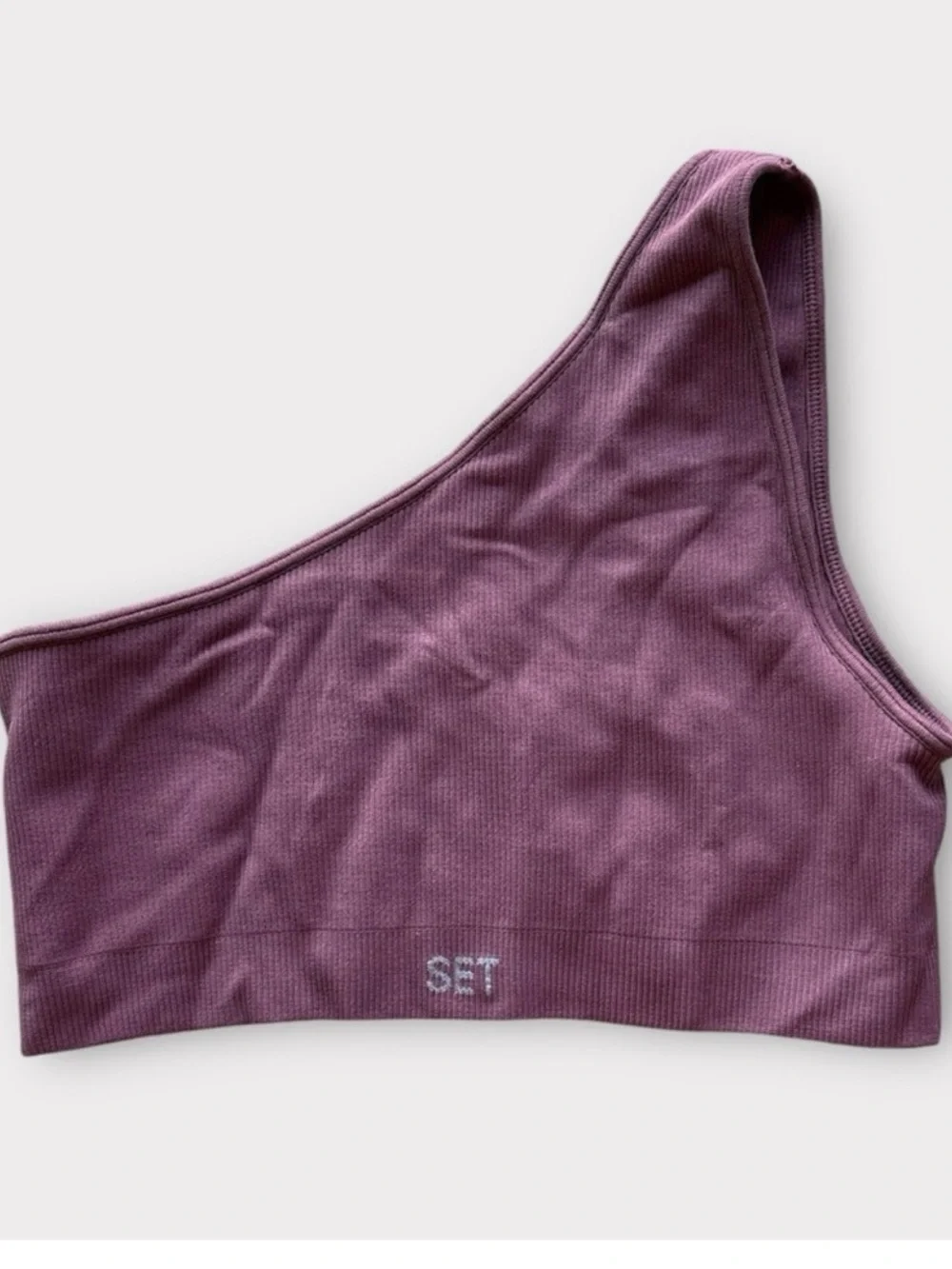Set Active One Shoulder Seamless Ribbed Sports Bra Tank Canyon size Small